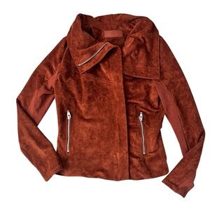 NWOT: SL8 Rust Brown Faux Suede Moto Jacket, Size Small